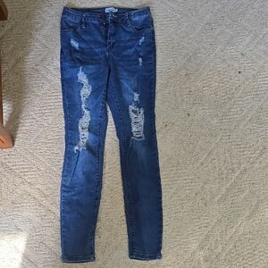 Rue21 Dark Blue Distressed Skinny Jeans